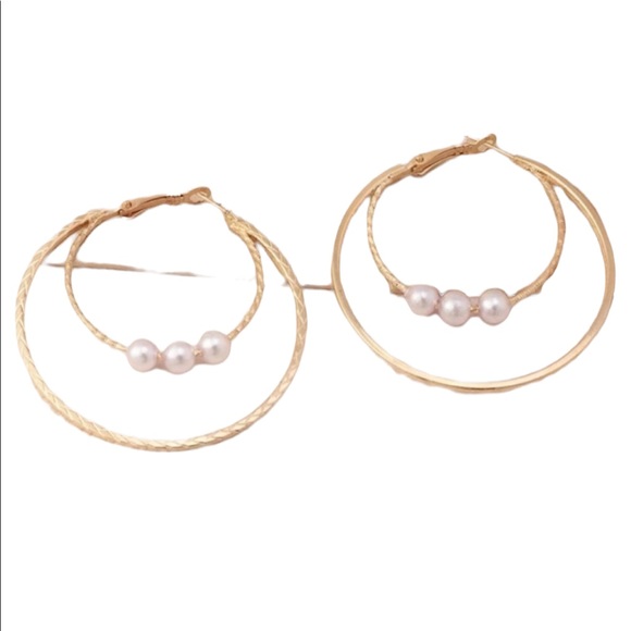 Gold Tone Layered Hoop Earrings - Picture 3 of 3